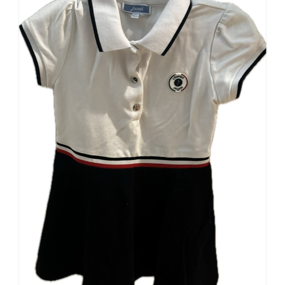 Jacadi White and Navy Girl dress in cotton piqué